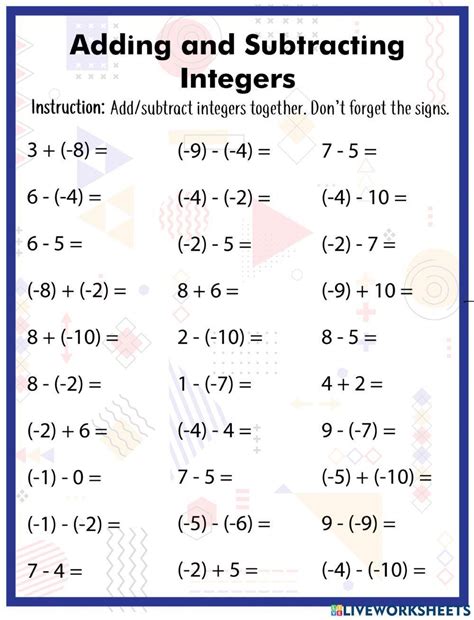 integer worksheets adding and subtracting|Addition and subtraction of integers worksheets .